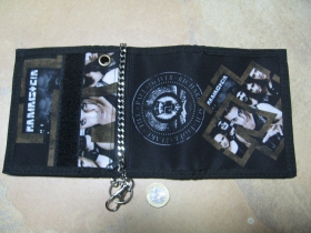 Rammstein, hrubá pevná textilná peňaženka s retiazkou a karabínkou