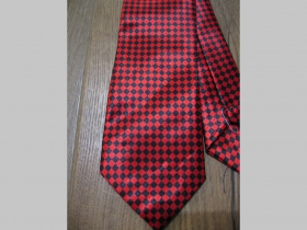 červenočierna kravata so vzorom SKA šachovnica - maximálna šírka 8cm minimálna šírka 3cm materiál 100% hodváb