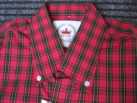 RELCO, p&aacute;nska ko&scaron;eĺa " TARTAN " so &scaron;k&oacute;tskym červenozelen&yacute;m k&aacute;rovan&iacute;m materi&aacute;l 100%bavlna 