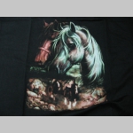 Kôň  čierne pánske tričko 100%bavlna