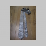 čiernobiela kravata so vzorom SKA šachovnica - maximálna šírka 8cm minimálna šírka 3cm materiál 100% hodváb