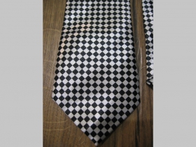 čiernobiela kravata so vzorom SKA šachovnica - maximálna šírka 8cm minimálna šírka 3cm materiál 100% hodváb