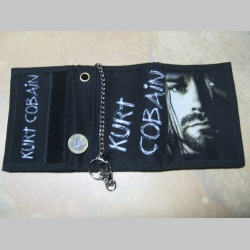 Nirvana Kurt Cobain, hrubá pevná textilná peňaženka s retiazkou a karabínkou