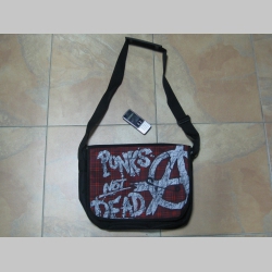 Punks not Dead, pevná textilná taška cez plece, nastaviteľná 100%polyester  cca.40x30x10cm