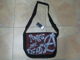 Punks not Dead, pevná textilná taška cez plece, nastaviteľná 100%polyester  cca.40x30x10cm