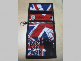 Born To Be Punk, hrubá pevná textilná peňaženka s retiazkou a karabínkou