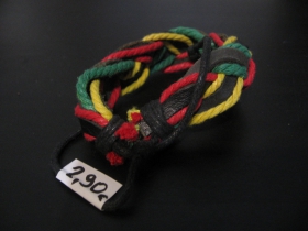 šnúrkový náramok RASTA  univerzálna nastaviteľná veľkosť  rarba: červeno-žlto-zeleno-čierna