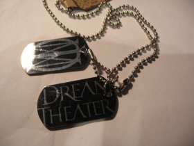 Dream Theater kovový prívesok na krk "Dog Tag" s dvomi známkami a s dvomi farebnými motívmi 
