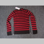 Dámsky elastický sveter ala Kurt Cobain, červenočierne pruhy materiál 70% viskóza 30% nylón po krajoch sú čierno strieborné zipsy na prípadné povolenie v bochoch Dámsky elastický sveter ala Kurt Cobain, červenočierne pruhy materiál 70% viskóza 30% nylón po krajoch sú čierno strieborné zipsy na prípadné povolenie v bochoch