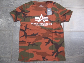 Alpha Industries pánske maskáčové tričko ORANGE CAMO s tlačeným logom, materiál 100% bavlna