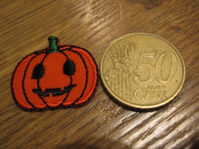 Tekvica - Halloween - maličká nažehľovacia vyšívaná nášivka - nažehlovačka (možnosť nažehliť alebo našiť na odev) materiál 100%bavlna