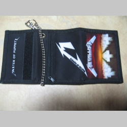 Metallica, hrubá pevná textilná peňaženka s retiazkou a karabínkou