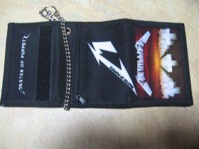 Metallica, hrubá pevná textilná peňaženka s retiazkou a karabínkou
