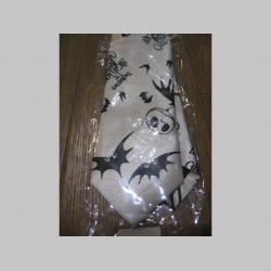čiernobiela kravata so vzorom Nightmare - maximálna šírka 8cm minimálna šírka 3cm materiál 100% hodváb