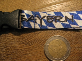 Bayern fialovo-biela textilná kľúčenka - šnúrka na krk ( kľúče ) materiál 100% polyester