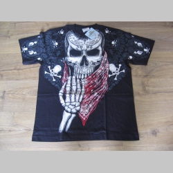 Smrtka - lebka " TATTOO " čierne pánske tričko " Full Print " materiál 100% bavlna posledný kus veľkosť L