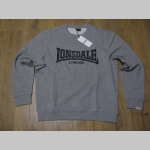Lonsdale šedá pánska mikina s čiernym tlačeným logom, materiál 70%bavlna 21%polyester 9%viskóza