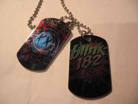 Blink 182 kovový prívesok na krk "Dog Tag" s dvomi známkami a s dvomi farebnými motívmi