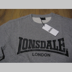 Lonsdale šedá pánska mikina s čiernym tlačeným logom, materiál 70%bavlna 21%polyester 9%viskóza