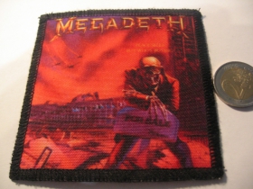 Megadeth  ofsetová nášivka po krajoch neobšívaná cca. 9x9cm