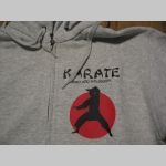 Karate - Sport and Philosophy hrubá mikina na zips s kapucou stiahnuteľnou šnúrkami