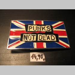 Punks not Dead - kovová vymeniteľná pracka na opasok vo farbe Britskej vlajky