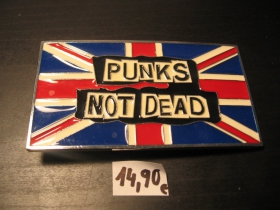 Punks not Dead - kovová vymeniteľná pracka na opasok vo farbe Britskej vlajky