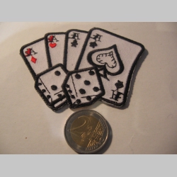 karty - Poker  nažehľovacia vyšívaná nášivka (možnosť nažehliť alebo našiť na odev) materiál 100%bavlna 