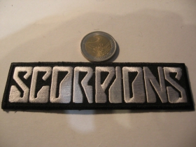 Scorpions nažehľovacia vyšívaná nášivka (možnosť nažehliť alebo našiť na odev) materiál 100%bavlna 