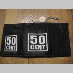 50 cent pevná textilná peňaženka s retiazkou a karabínkou