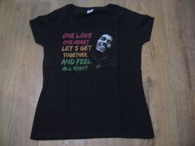 Bob Marley - One Love one Heart  čierne dámske tričko materiál 100% bavlna