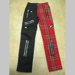 Nohavice škótske káro red/black 