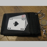 Karty - Poker - 4 esá   pevná textilná peňaženka s retiazkou a karabínkou tlačené logo