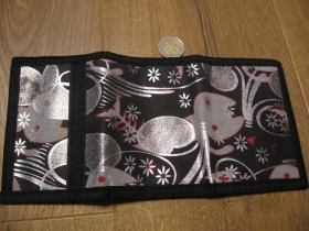 kostra ryby s kvetinami  peňaženka textilná  farba: čierno-strieborno-červená  (posledný kus!!!)