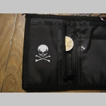 smrtka - lebka  pevná textilná peňaženka s retiazkou a karabínkou tlačené logo