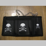 smrtka - lebka  pevná textilná peňaženka s retiazkou a karabínkou tlačené logo