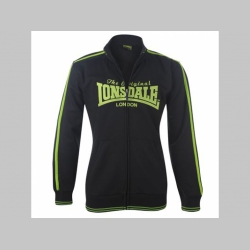 Lonsdale mikina na zips, čierna so zeleným vyšívaným logom, 35%bavlna, 65% polyester 