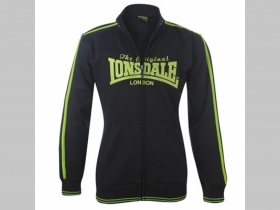 Lonsdale mikina na zips, čierna so zeleným vyšívaným logom, 35%bavlna, 65% polyester 