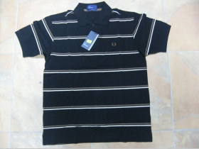 Fred perry - polokošeľa čierna s bielohnedým pruhovaním 100%bavlna, posledné kusy, veľkosť S.