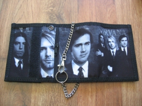 Nirvana  hrubá pevná textilná peňaženka s retiazkou a karabínkou