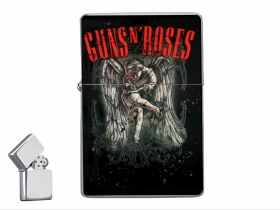 Guns n Roses - doplňovací benzínový zapalovač s vypalovaným obrázkom