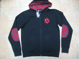 Hooligan,pánska mikina na zips čierna so škótskym karom a vyšívaným logom (model už sa nebude vyrábať)