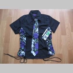 Košeľa Rock s kravatou čierna 100%bavlna, posledný kus veľkosť S