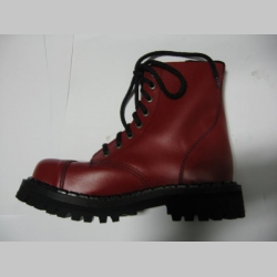 Kožené topánky Steadys 8. dierové červené s prešívanou oceľovou špičkou 