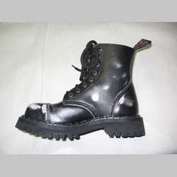 Kožené topánky Steadys 8. dierkové čiernobiele s prešívanou oceľovou špičkou 