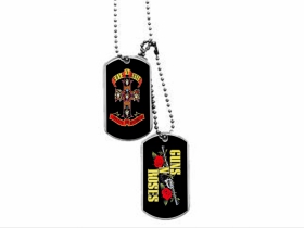 Guns n Roses kovový prívesok na krk "Dog Tag" s dvomi známkami a s dvomi farebnými motívmi 