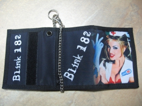 Blink 182, hrubá pevná textilná peňaženka s retiazkou a karabínkou