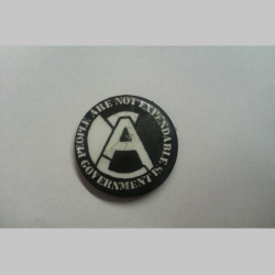 Anarchy, proti vláde,  odznak priemer 25mm