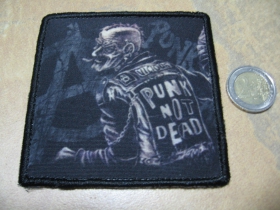 Punks not Dead, punkový dedko  ofsetová nášivka po krajoch obšívaná cca. 9x9cm 