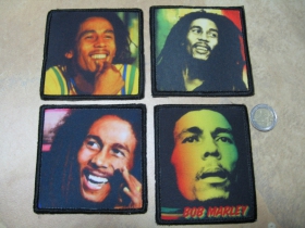 Bob Marley  ofsetová nášivka po krajoch obšívaná cca. 9x9cm   cena za 1ks